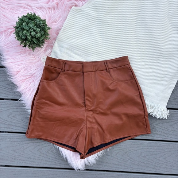 The Post Pants - The Post Faux Leather Shorts